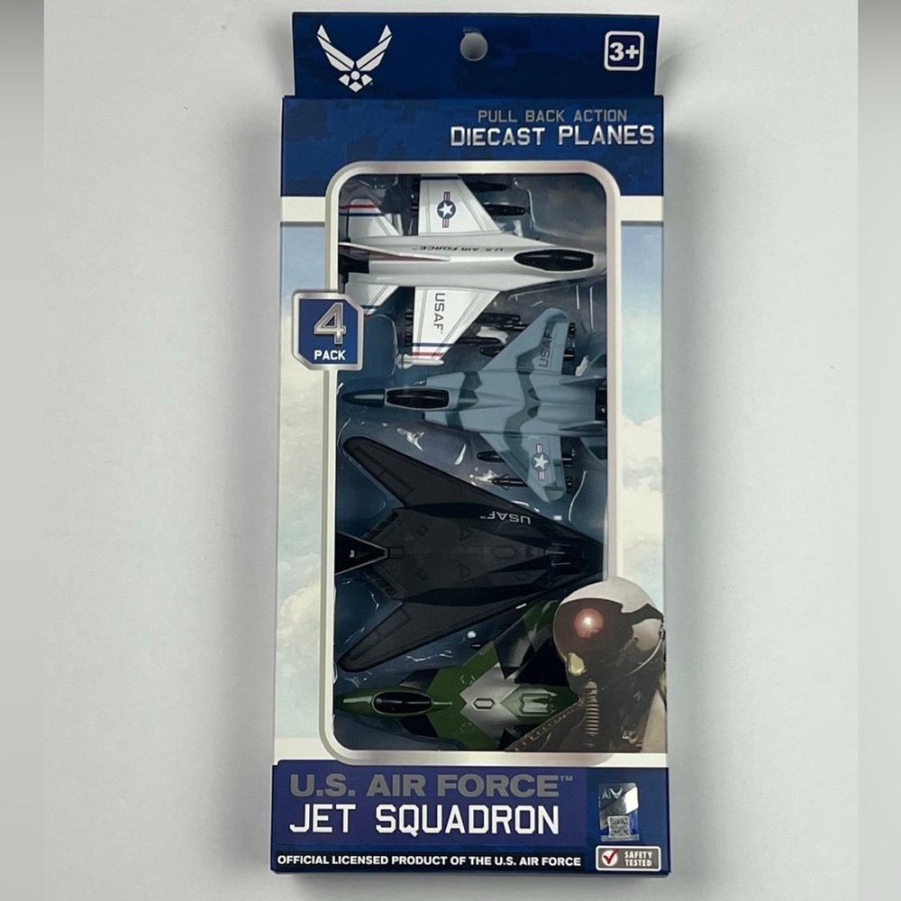 U.S. Air Force Jet Squadron Official Licensed DieCast Planes 4 Jets box has tear